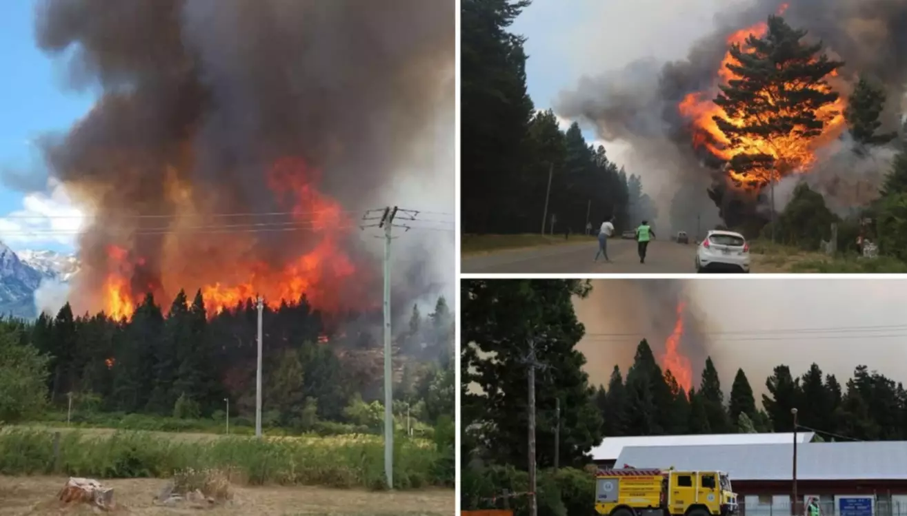 Incendio en Epuyén: varias estructuras afectadas, más de 60 evacuados y el combate continuará durante la noche