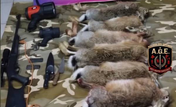 Secuestraron un arma, reflectores y liebres tras detectar cazadores sin autorización en Trevelin