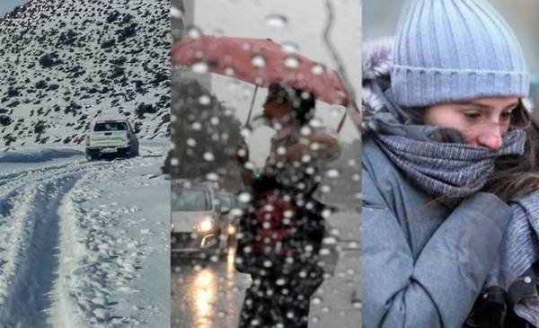 Tres alertas amarillas rigen este jueves en Chubut por nevadas, lluvias y bajas temperaturas