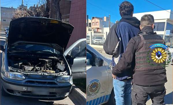 Detuvieron a un hombre que quiso sacar la batería de un auto en Trelew
